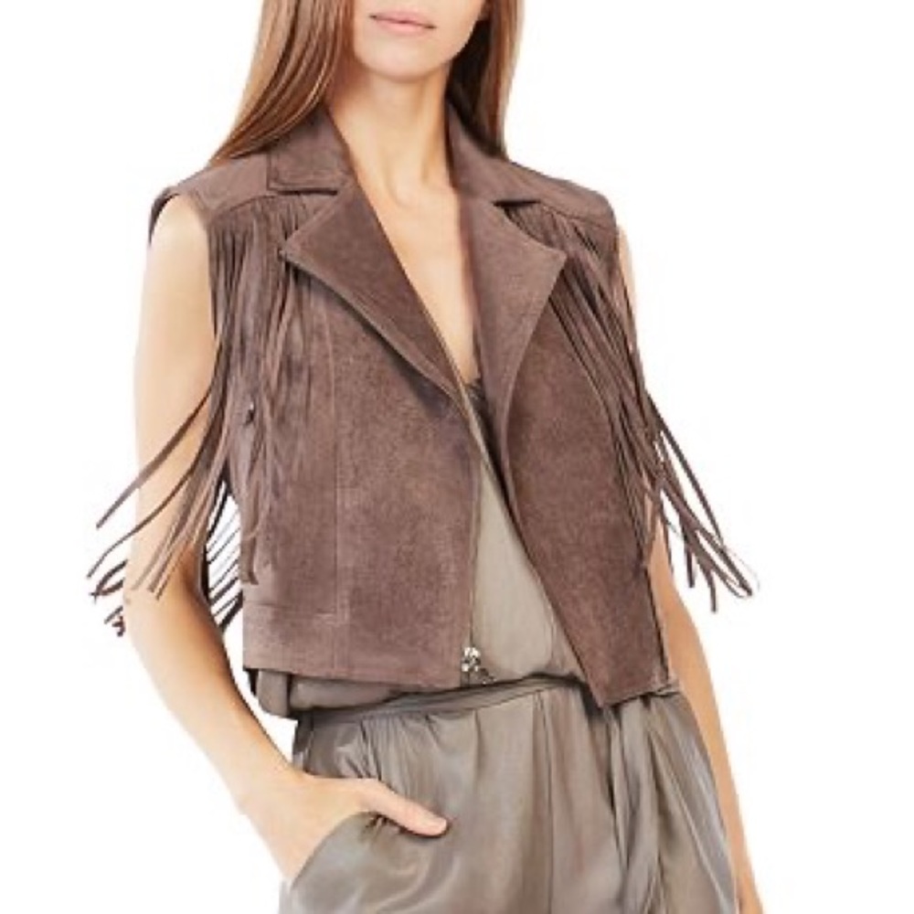 BCBGMaxAzria Suede Fringe Vest